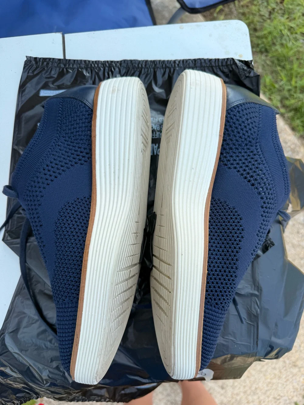Cole Haan Navy Knit Derby Shoes with Contrast Trim
